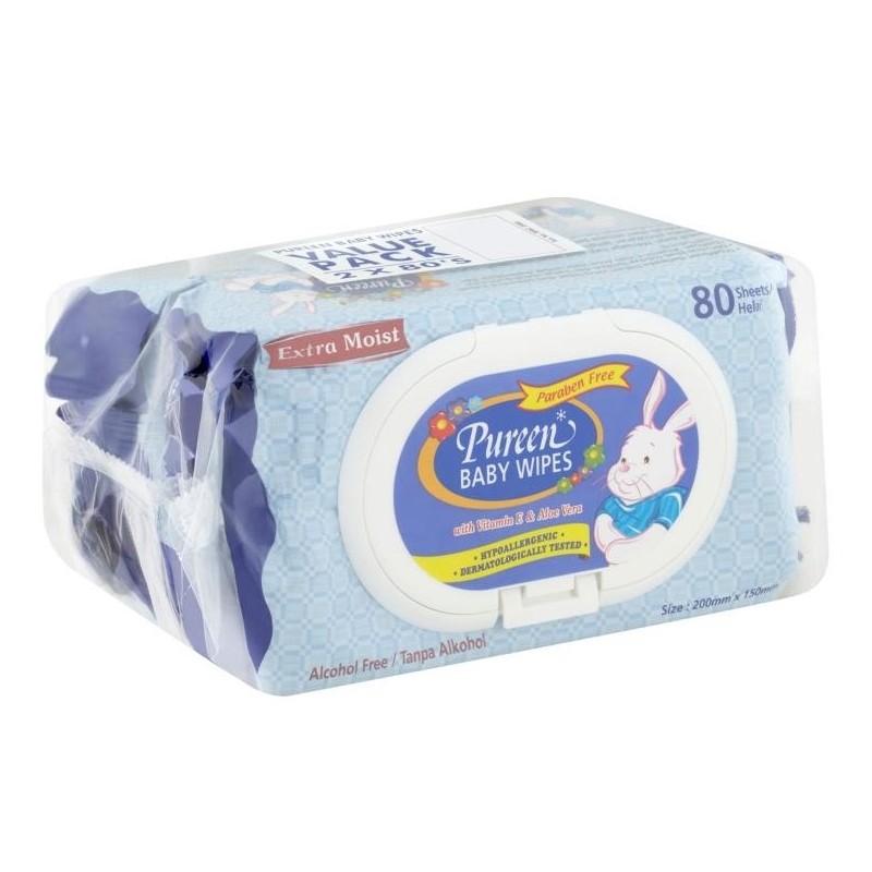 Pureen Baby Wipes Value Pack 80's x 2