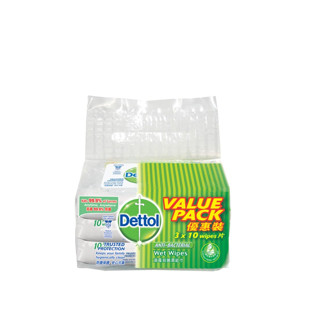 Dettol Anti Bacterial Wet Wipes Value Pack 10 s X 3